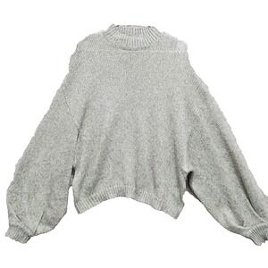 BB Dakota By Steve Madden Sweater Women Medium Gray Metallic Acrylic Knit Ribbed